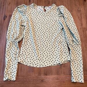 3/20$ Zara Girls Kids Green and Black Polka Dot Blouse Top Shirt size 13-14